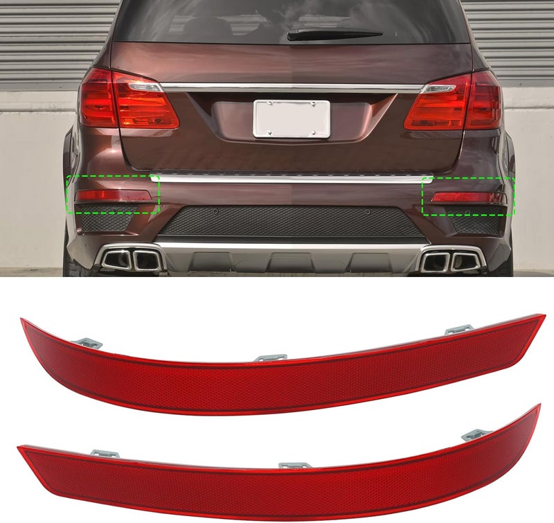Abodvu Compatible with Mercedes-Benzs X166 Rear Bumper Reflectors 2013-2016,Left Driver & Right Passenger Side Rear Bumper Red Marker Trims GLS450 2017-2019,Back Reflector W/O Bulbs Replacement(1Pair) - Image 1